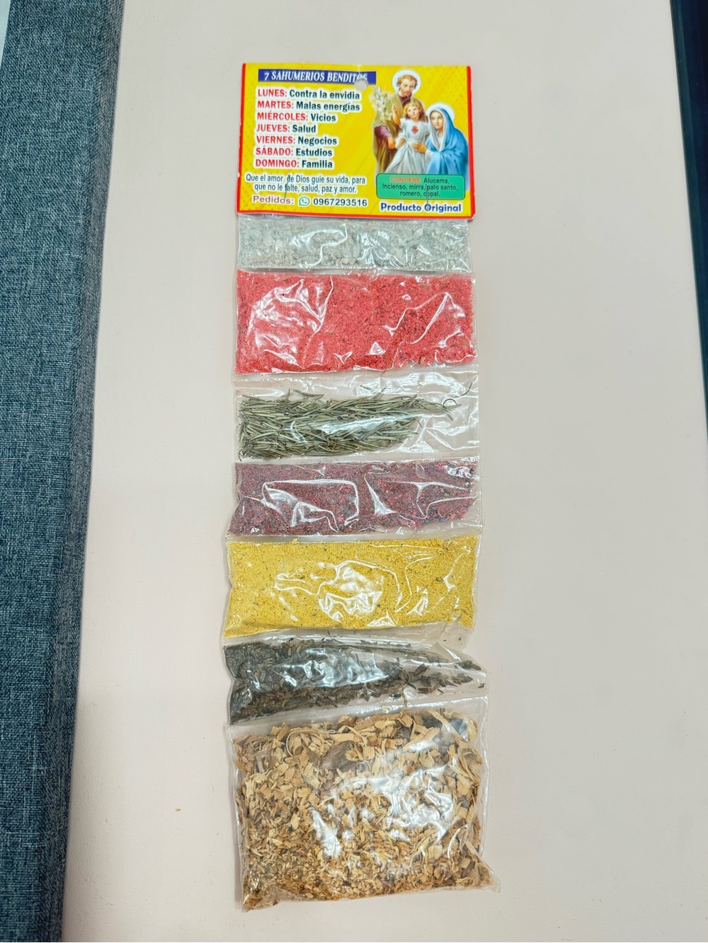 7-Color Safe Incense & Herbs Pack - Multicolor for limpia from Ecuador